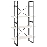 KGHFDVB 4-Tier Book Cabinet White 31.5x11.8x55.1 Inches Solid Pine Wood Bookshelf for Home Office, 4 Shelf Storage Unit for Books and Decor