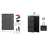 FlexSolar 2-in-1 Flexible Solar Panel Kit, Monocrystalline Foldable Solar Charger with Alligator Clips, Cigarette Lighter Adapter, Suction Cups, Portable Solar Power for RV, Camping, Car Battery, Gene