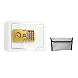 0.23/0.43/0.8 Cu Ft for home Security Safe, Digital Keypad Steel Safe Box with Emergency Key, Fireproof Safe with Removable Shelf for Cash Jewelry Documents (0.43 cubic feet, white)