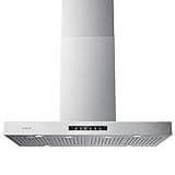 VIKIO HOME 36" Island Range Hood, Dual-Sided Gesture Sensing and Touch Controls Island Mount Range Hood, Upgraded 36 Inch 1200 CFM Ducted Range Hood with 3 Speed Fan, Stainless Steel
