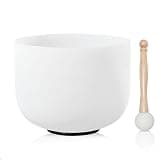 CVNC 432HZ 6 Inch B Note Crown Chakra Frosted Quartz Crystal Singing Bowl with Mallet and O-ring for Sound Healing
