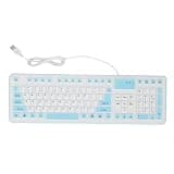 MOPFOL Foldable Silicone Keyboard 106 Keys - Water Proof USB Wired Rolling Up Keyboard for PC Laptop, Silent Mute Typing Design(Blue)