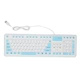 MOPFOL Foldable Silicone Keyboard 106 Keys - Water Proof USB Wired Rolling Up Keyboard for PC Laptop, Silent Mute Typing Design(Blue)