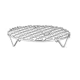 Portable Round Air Fryer Rack Stainless Steel Stackable Grid Grill With Foot Cooling Home Kitchen Oven Steamer Cooker(16.5cm)