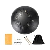 Steel Tongue Drum, Percussion Instrument 6 Inches 8 Notes Steel Drum Stress Relief(Black)