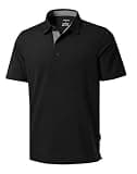 Men's Golf Shirts Dry Fit Moisture Wicking Performance Short Sleeve Collared Polo Shirts for Casual Tennis Bussiness (Black, L)