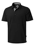 Men's Golf Shirts Dry Fit Moisture Wicking Performance Short Sleeve Collared Polo Shirts for Casual Tennis Bussiness (Black, L)