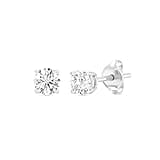 Gilded 1/2 Carat Total Weight Lab-Grown Diamond 10KT White Gold Stud Earrings for Women| Hypoallergenic Fine Gold Jewelry | 4-Prong Basket, Push Back Nut | SI1 Clarity, F Color, Round Cut