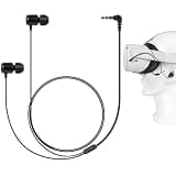 GEEKRIA VR in-Ear Headphones Compatible with Pico Neo 3, HTC Vive, Short Earbuds with S/M/L Size, 3.5 mm Aux 360 Degree Sound Earphone (Black)