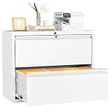 INTERGREAT 2 Drawer Lateral File Cabinet, White Lateral Filing Cabinets with Lock, 28" W Filing Organization Storage Drawers, Horizontal File Cabinets for Home Office, Letter/F4/A4