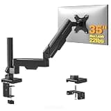 TVON Single Monitor Stand & Monitor Arm Desk Mount - Fully Adjustable Heavy Duty Monitor Mount for Screen up to 35 Inches, Ergonomic VESA Mount with C-Clamp/Grommet Base, Cable Management