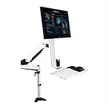 Listed TV Mount Single Monitor Desk Mount, Sit Stand Workstation with Keyboard Tray and Mouse Box, Height Adjustable Gas Spring Single Monitor Mount Arm(700mm)