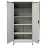 GPUTYGHN Steel Gray Office Cabinet with 2 Doors and 4 Adjustable Shelves, 35.4"x15.7"x70.9" File Storage Cabinet for Office