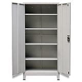 KMUNGDWG Steel Filing Cabinet with 2 Doors and 4 Adjustable Shelves, 35.4x15.7x70.9 Inches Office Cabinet for File Storage, Gray
