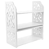 Garneck Adjustable Wooden Desk Organizer Storage Rack Smooth Surface and Sturdy Wood Plastic Board, Desktop Bookshelf for Students and Office Use, White Color, Excellent Craftsmanship