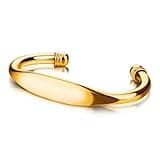 Dankadi Unisex 925 Sterling Silver Bangle Bracelet -Simple Women Men Torque Bracelet Solid Smooth Plain Polished On Cuff Fashion Fine Jewelry Gifts (Gold, Adjustable)