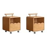 YESWOOD 100% Solid Wood Movable Nightstand with Storage (2, 1 Drawer with Handle)