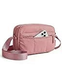 BAGSMART 2 in 1 Puffy Camera Sling Bag Small Camera Shoulder Bag DSLR/SLR/Mirrorless Crossbody Photography Camera Case for Photographers, Dark Pink
