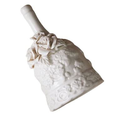 Cabilock 1pc Delicate Ceramic Hand Bell Floral Design Vintage Decorative Call Bell for Restaurants Hotels and Home Use Crisp Sound for Service Requests and Desktop Ornament