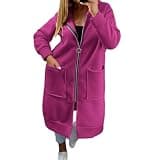 xiaoleilemon Women Plus Size Zip Up Hoodies Long Sleeve Long Tunic Sweatshirts Oversized Casual Jacket Coat with Pocket