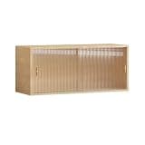 CFGH6FDF Modern Tabletop Minimalist Density Board Bookshelf Storage Rack with Acrylic Sliding Door Freestanding Book Shelf