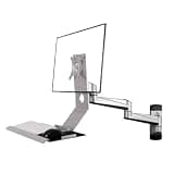 Listed TV Mount Wall Mount Non Foldable with Engineered Tray Dual Arm Single Monitor Stand Silver Color Motion TV Bracket