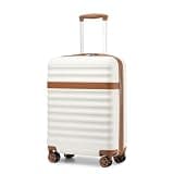 Kono Airline Approved Carry On Luggage, 21.6 inchx13.7 inchx8.6 inch inches, 21.6 Inch Expandable Lightweight Hardshell Suitcase with TSA Lock, (Cream Brown, Suitable for 1-3 Days of Travel)