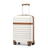 Kono Airline Approved Carry On Luggage, 21.6 inchx13.7 inchx8.6 inch inches, 21.6 Inch Expandable Lightweight Hardshell Suitcase with TSA Lock, (Cream Brown, Suitable for 1-3 Days of Travel)