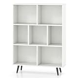 White 7-Cube Bookcase with Metal Legs Anti-Tip
