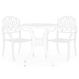 WDSAYREH Cast Aluminum 3 Piece Bistro Set with Umbrella Hole for Patio Balcony Dining