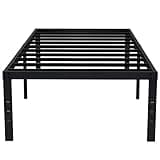 EMODA 18 Inch Twin Bed Frame No Box Spring Needed, Heavy Duty Tall Metal Twin Platform Bed Frames with Large Storage Space, Noise Free, Easy Assembly, Black