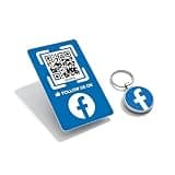 Smart Keychain for Reviews & Social Media - No App Needed, Metal Epoxy Key Tag with QR Code & NFC for Business Promotion (Social Tag C1-FB)