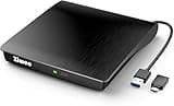 Ziweo External CD DVD Drive, Portable USB 3.0 Type-C CD Burner CD +/-RW Drive DVD Player for ROM Rewriter Burner Compatible with Laptop Desktop PC Windows MacBook Linux Mac OS