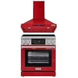 2 Set - 30" Electric Range with Touch Control & 30" Wall-Mounted Range Hood (Red)