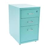 Dfmyhked 3 Drawer Locking File Cabinet, Mobile Storage Organizer with Wheels, Under Desk Metal Small Filing Cabinets for Home, Office, Study, Dresser (Blue)