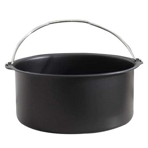 Air Fryer Cake Pan 6inch Air Fryer Pan Carbon Steel Non-stick Air Fryer Baking Pan with Handle Food Grade Heat Resistant Multifunctional Air Fryer Accessories Air Fryer Baking Pan Air Fryer Accessori