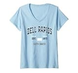 Women's Dell Rapids South Dakota SD Vintage Athletic Navy Sports V-Neck T-Shirt