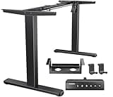 HUANUO Standing Desk Frame with 220lbs Powerful Brushless Motor, Thick T-Shaped Adjustable Desk Legs Made of Automotive-Grade Steel, for Max 75″ x 35″ Desktop, for Home Office, Black Frame Only