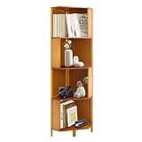 plysbmlygj Corner Bookcase 4-Tier A-Shaped Display Bookshelf, 32x32x137cm Multifunctional Storage Stand, Narrow Tall Corner Shelf for Living Room, Bedroom, Home Office, Plant and Book Organizer