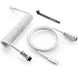GUNMJO Pro Custom Coiled USB C Cable for Gaming Keyboard, Double-Sleeved Mechanical Keyboard Cable with Detachable Metal Aviator, 1.5M USB-C to USB-A, White Color (White)