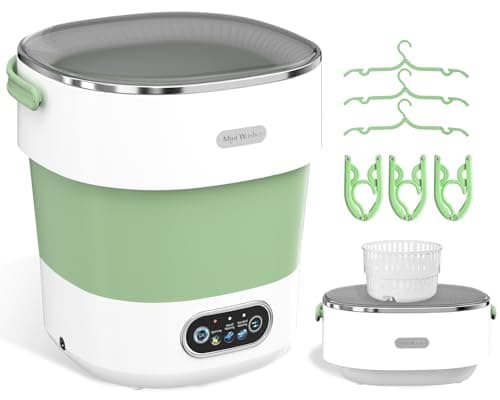 Portable Washing Machine, Folding 20L Mini Washer and Spin-Dryer, 3 Cleaning Modes Small Compact Laundry Machine of Underwear, Baby Clothes, for Apartments, Dormitories, RV, Travel(Green)