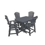 Keystone Amish Co. Poly Composite Thompson Adirondack 5-Piece Counter Height Dining Set with 4' Table, Dark Grey