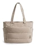 BAGSMART Tote Bag for Women, Lightweight Puffy Tote Bag with Compartments Shoulder Bag Handbag for Travel, Work, Gym (c-Standard Size-Grayish Brown, Standard Size)