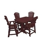 Keystone Amish Co. Poly Composite Thompson Adirondack 5-Piece Counter Height Dining Set with 4' Table, Cherry Wood