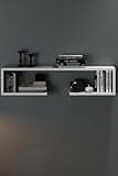 SODEF White Wall Shelf Bookshelf 80cm Wide Modern Style Display Unit - White