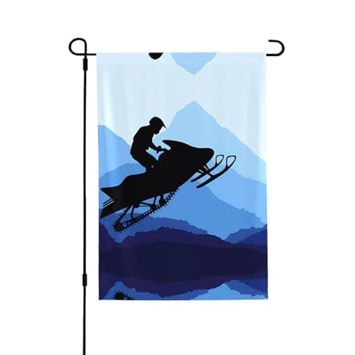 YzgWjBhd Snowmobile Print Yard Flag Double Sided 28 x 40 Inch, Polyester Garden Flags for Vertical Display, Holiday Garden Decorations for Christmas, Halloween, Easter, Outdoor