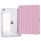 HKGREPIN Case for iPad Air 11 Inch M4/M3/M2(2026/2025/2024), iPad Air 5th/4th Generation 2022/2020 10.9" Case, Stable Trifold Stand with Pencil Holder, Shockproof Clear Cover, Pink Stripes