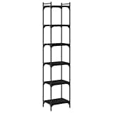 KGHFDVB Black 6-Tier Bookcase with Engineered Wood Shelves and Metal Frame, 15.7"x11.8"x74" Industrial Storage for Books and Decor