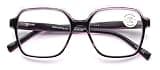 V.W.E. Women’s Square Progressive Clear Lens Reading Glasses – No Line Multifocus Readers – Zero Power on Top (Purple, 2.50, x)