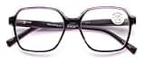 V.W.E. Women’s Square Progressive Clear Lens Reading Glasses – No Line Multifocus Readers – Zero Power on Top (Purple, 2.50, x)